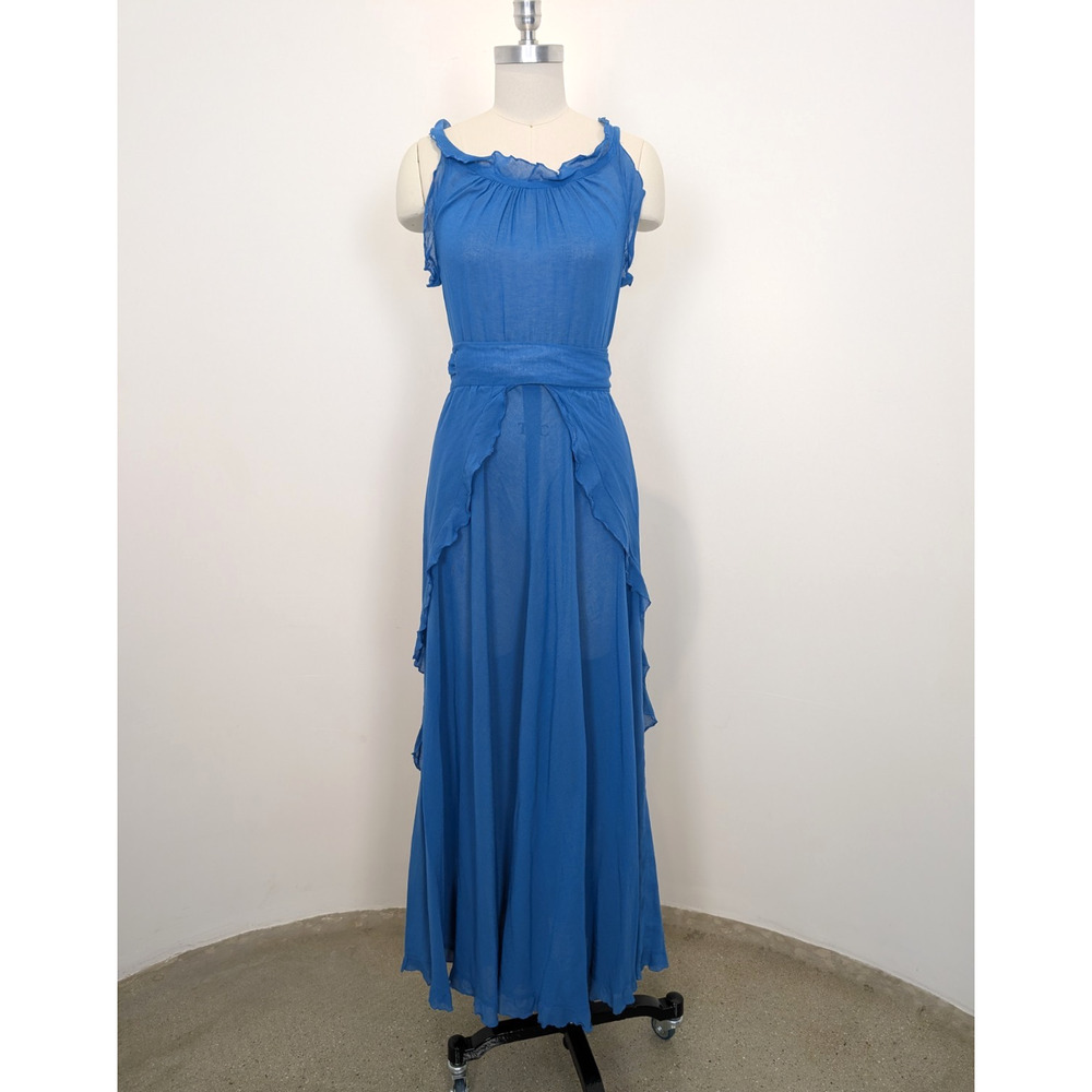 1970s Vintage Blue Maxi Dress Small Two Piece Set